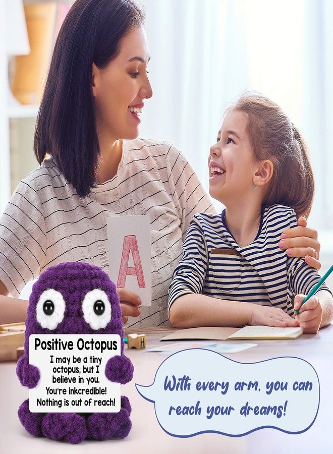 BdayPtion Mini Octopus Positive Crochet Animals Birthday Gifts for Women Men, Boss Day Gifts, Halloween Christmas Stocking Stuffer Gift for Teens, Mental Health Emotional Cheer Up Support Cute Stuff Octopus - Image 5